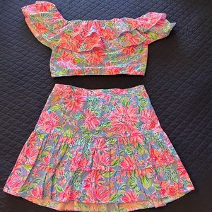 Lilly Pulitzer 2 piece off shoulder top and skirt